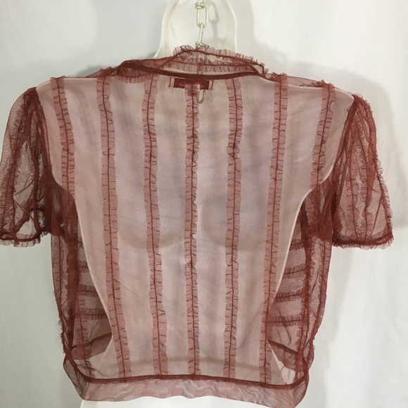 Intuition Mesh Ruffled Button Front Size 8 Top - Picture 2 of 6